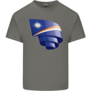 Curled Marshall Islands Flag Day Football Kids T-Shirt Childrens Charcoal