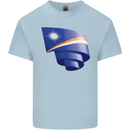 Curled Marshall Islands Flag Day Football Kids T-Shirt Childrens Light Blue