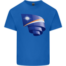 Curled Marshall Islands Flag Day Football Kids T-Shirt Childrens Royal Blue