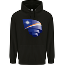 Curled Marshall Islands Flag Day Football Mens 80% Cotton Hoodie Black
