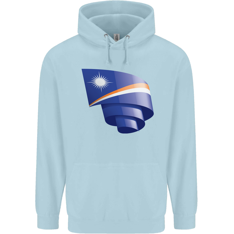 Curled Marshall Islands Flag Day Football Mens 80% Cotton Hoodie Light Blue
