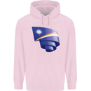 Curled Marshall Islands Flag Day Football Mens 80% Cotton Hoodie Light Pink