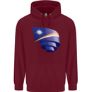 Curled Marshall Islands Flag Day Football Mens 80% Cotton Hoodie Maroon
