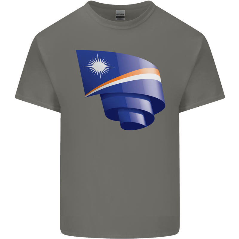 Curled Marshall Islands Flag Day Football Mens Cotton T-Shirt Tee Top Charcoal