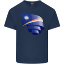 Curled Marshall Islands Flag Day Football Mens Cotton T-Shirt Tee Top Navy Blue