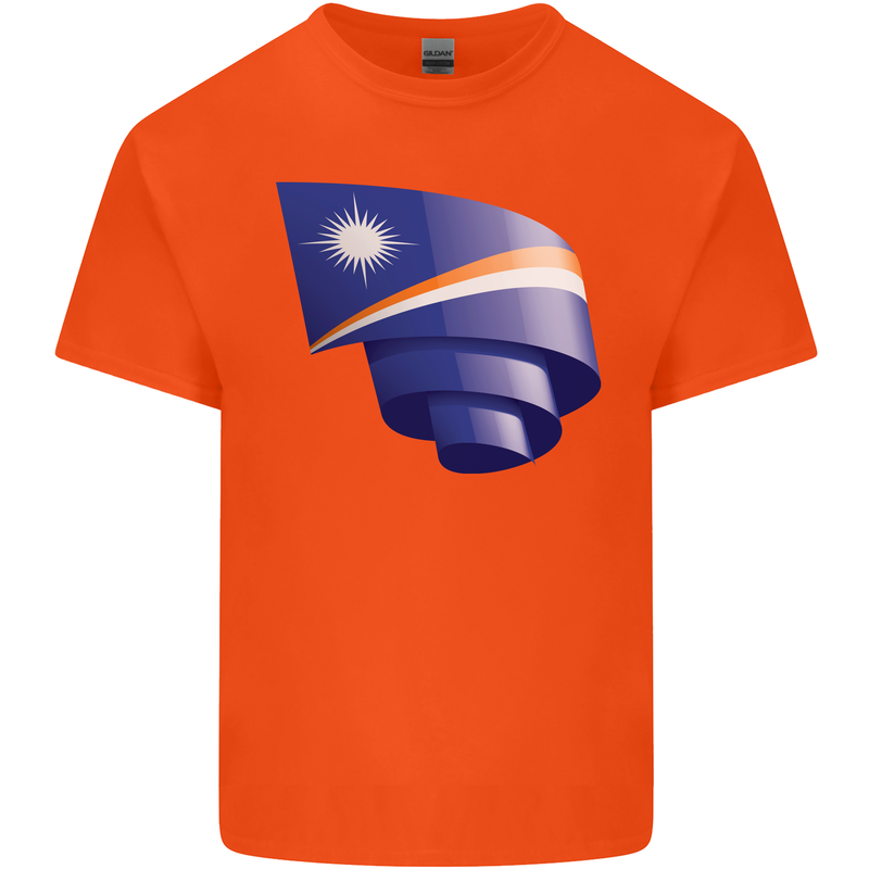 Curled Marshall Islands Flag Day Football Mens Cotton T-Shirt Tee Top Orange