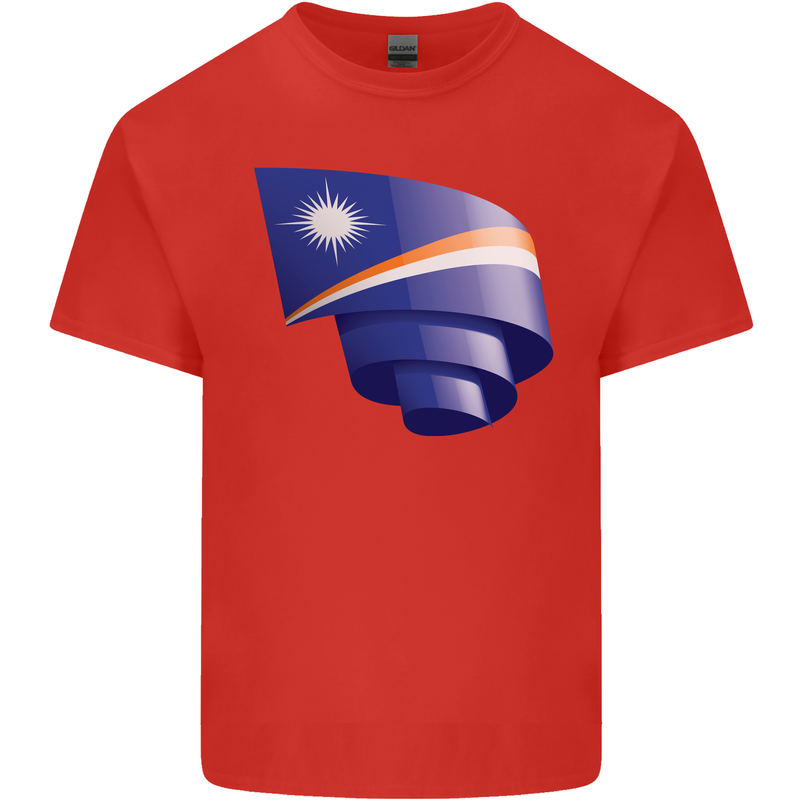 Curled Marshall Islands Flag Day Football Mens Cotton T-Shirt Tee Top Red