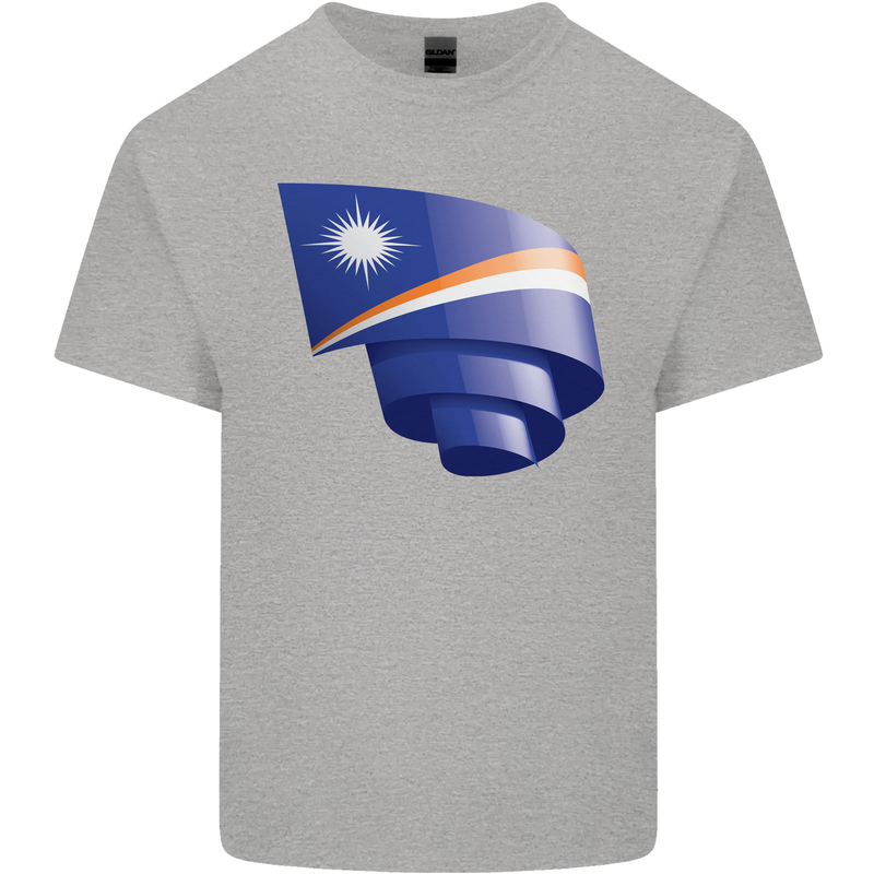 Curled Marshall Islands Flag Day Football Mens Cotton T-Shirt Tee Top Sports Grey