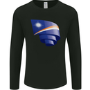 Curled Marshall Islands Flag Day Football Mens Long Sleeve T-Shirt Black