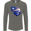 Curled Marshall Islands Flag Day Football Mens Long Sleeve T-Shirt Charcoal