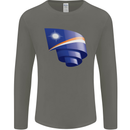 Curled Marshall Islands Flag Day Football Mens Long Sleeve T-Shirt Charcoal