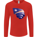 Curled Marshall Islands Flag Day Football Mens Long Sleeve T-Shirt Red