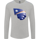 Curled Marshall Islands Flag Day Football Mens Long Sleeve T-Shirt Sports Grey
