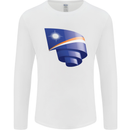 Curled Marshall Islands Flag Day Football Mens Long Sleeve T-Shirt White