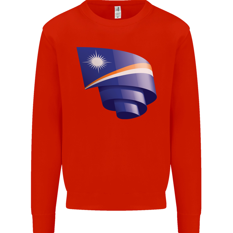 Curled Marshall Islands Flag Day Football Mens Sweatshirt Jumper Bright Red