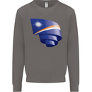 Curled Marshall Islands Flag Day Football Mens Sweatshirt Jumper Charcoal