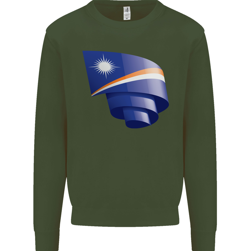 Curled Marshall Islands Flag Day Football Mens Sweatshirt Jumper Forest Green