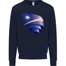 Curled Marshall Islands Flag Day Football Mens Sweatshirt Jumper Navy Blue