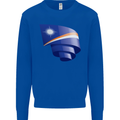 Curled Marshall Islands Flag Day Football Mens Sweatshirt Jumper Royal Blue