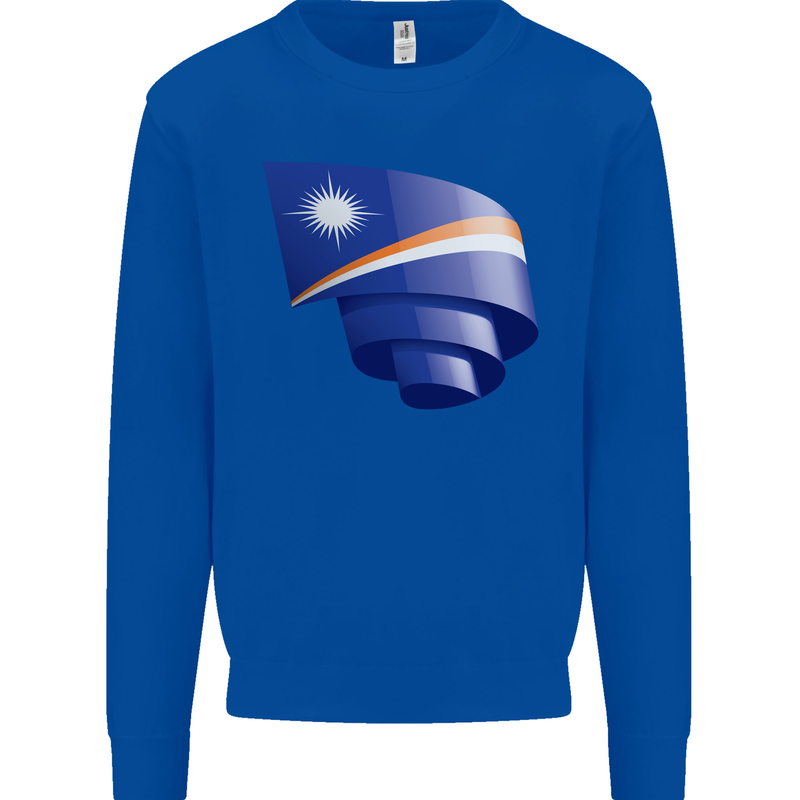 Curled Marshall Islands Flag Day Football Mens Sweatshirt Jumper Royal Blue