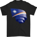 Curled Marshall Islands Flag Day Football Mens T-Shirt 100% Cotton Black