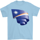 Curled Marshall Islands Flag Day Football Mens T-Shirt 100% Cotton Light Blue