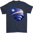 Curled Marshall Islands Flag Day Football Mens T-Shirt 100% Cotton Navy Blue