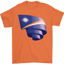 Curled Marshall Islands Flag Day Football Mens T-Shirt 100% Cotton Orange