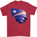 Curled Marshall Islands Flag Day Football Mens T-Shirt 100% Cotton Red