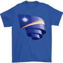 Curled Marshall Islands Flag Day Football Mens T-Shirt 100% Cotton Royal Blue