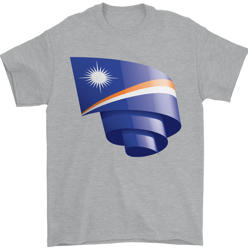 Curled Marshall Islands Flag Day Football Mens T-Shirt 100% Cotton Sports Grey