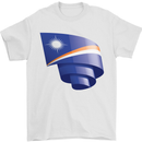 Curled Marshall Islands Flag Day Football Mens T-Shirt 100% Cotton White