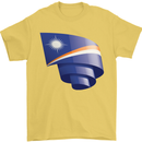 Curled Marshall Islands Flag Day Football Mens T-Shirt 100% Cotton Yellow