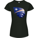 Curled Marshall Islands Flag Day Football Womens Petite Cut T-Shirt Black