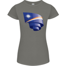 Curled Marshall Islands Flag Day Football Womens Petite Cut T-Shirt Charcoal