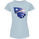 Curled Marshall Islands Flag Day Football Womens Petite Cut T-Shirt Light Blue