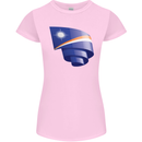 Curled Marshall Islands Flag Day Football Womens Petite Cut T-Shirt Light Pink
