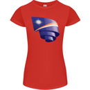 Curled Marshall Islands Flag Day Football Womens Petite Cut T-Shirt Red