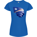 Curled Marshall Islands Flag Day Football Womens Petite Cut T-Shirt Royal Blue