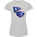 Curled Marshall Islands Flag Day Football Womens Petite Cut T-Shirt Sports Grey