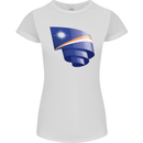 Curled Marshall Islands Flag Day Football Womens Petite Cut T-Shirt White