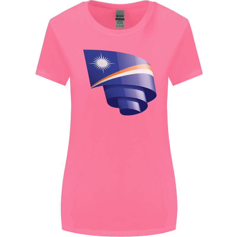 Curled Marshall Islands Flag Day Football Womens Wider Cut T-Shirt Azalea