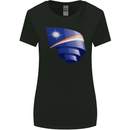Curled Marshall Islands Flag Day Football Womens Wider Cut T-Shirt Black