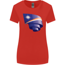Curled Marshall Islands Flag Day Football Womens Wider Cut T-Shirt Red