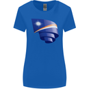 Curled Marshall Islands Flag Day Football Womens Wider Cut T-Shirt Royal Blue