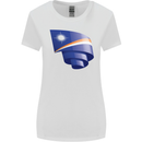 Curled Marshall Islands Flag Day Football Womens Wider Cut T-Shirt White