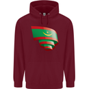 Curled Mauritania Flag Mauritanian Day Football Childrens Kids Hoodie Maroon