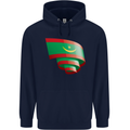 Curled Mauritania Flag Mauritanian Day Football Childrens Kids Hoodie Navy Blue