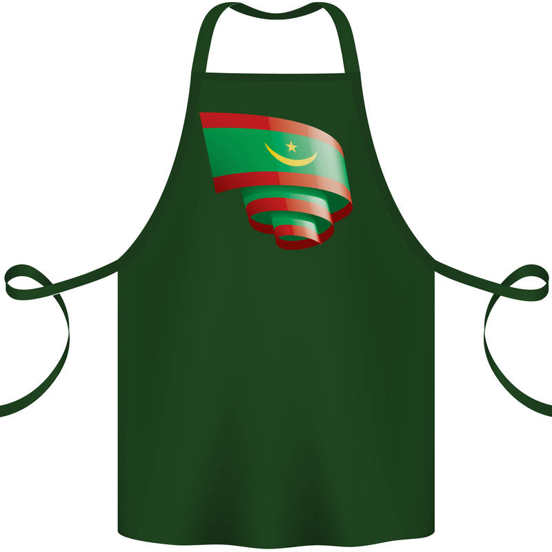 Curled Mauritania Flag Mauritanian Day Football Cotton Apron 100% Organic Forest Green
