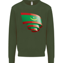 Curled Mauritania Flag Mauritanian Day Football Kids Sweatshirt Jumper Forest Green